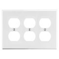 Hubbell Wiring Device-Kellems Wallplate, 3-Gang, 3) Duplex, White P83W